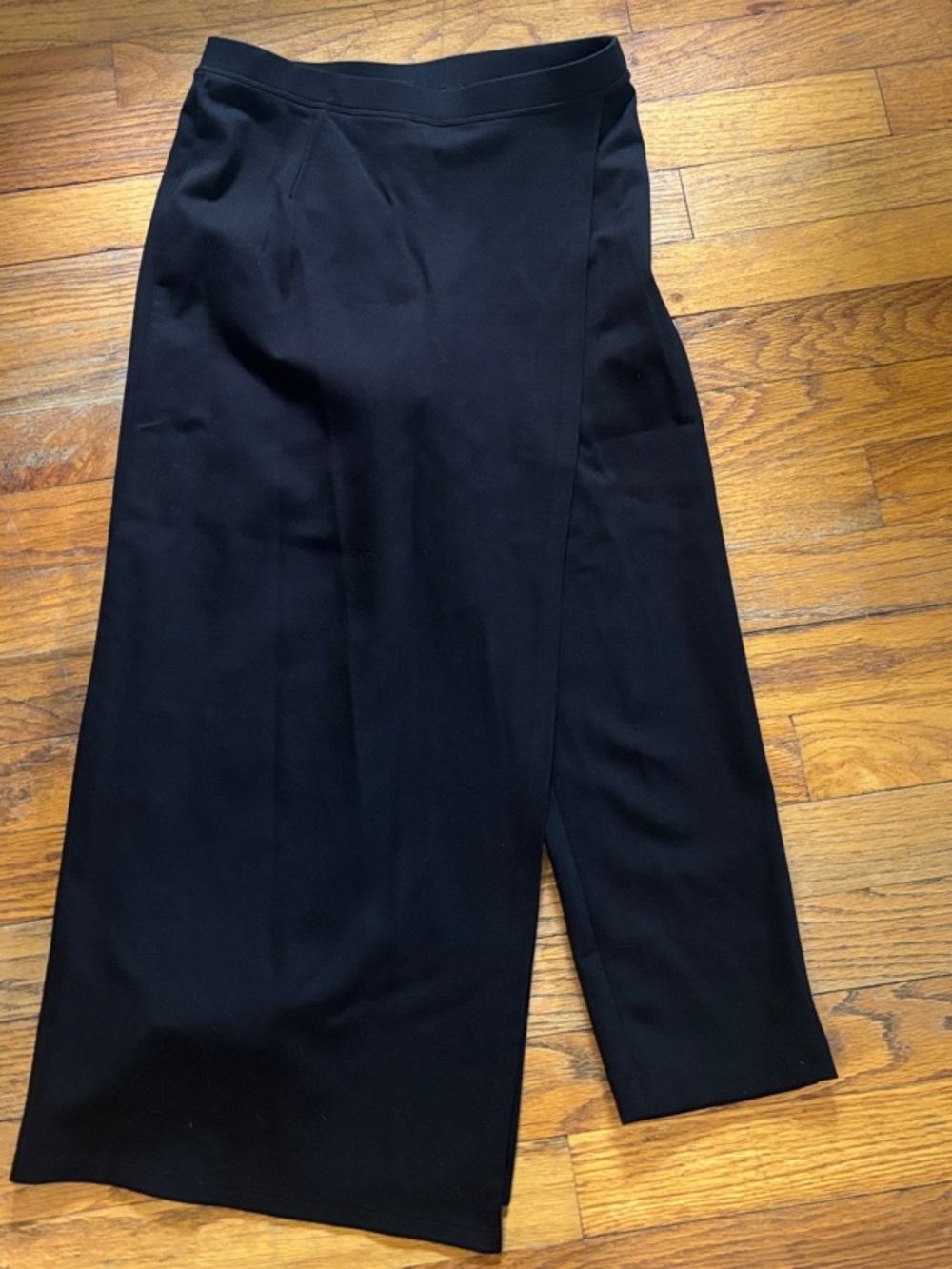 Betabrand Black Stretch Waistband Skirt/ Skort Built in Leggings High Side Slit